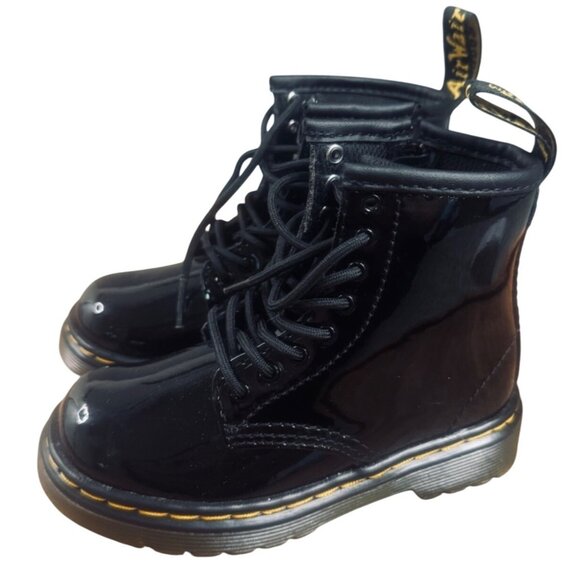 Dr. Martens 1460T -SIZE 8 Kids Unisex Black Combat Side Zipper Boots - Picture 7 of 9
